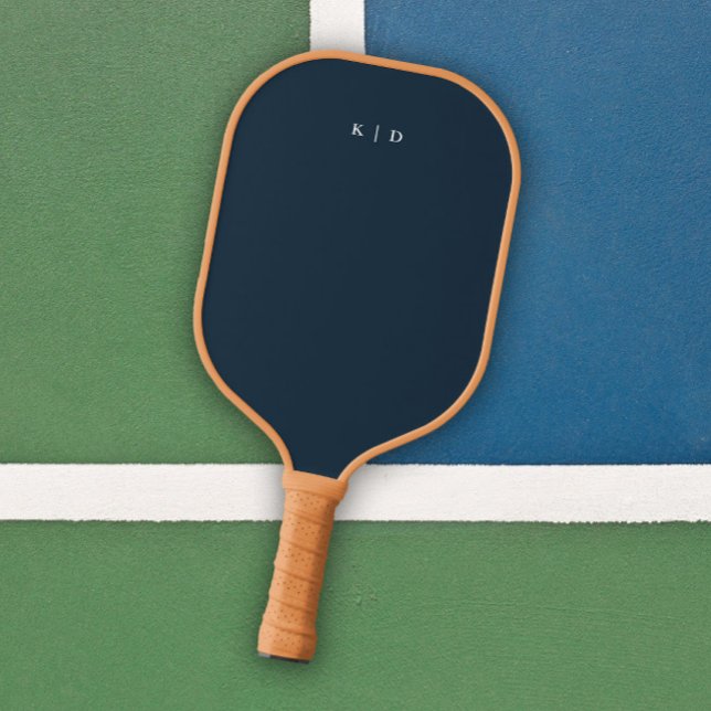 Simple Monogram Navy Blue Pickleball Paddle (Simple monogram navy blue pickleball paddle.)