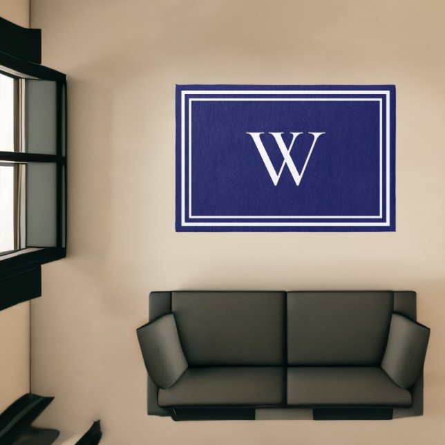 Simple Monogram Navy Blue Rug (Insitu (Indoor 1))