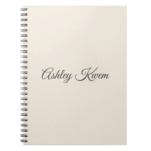 Simple monogram neutral ivory notebook