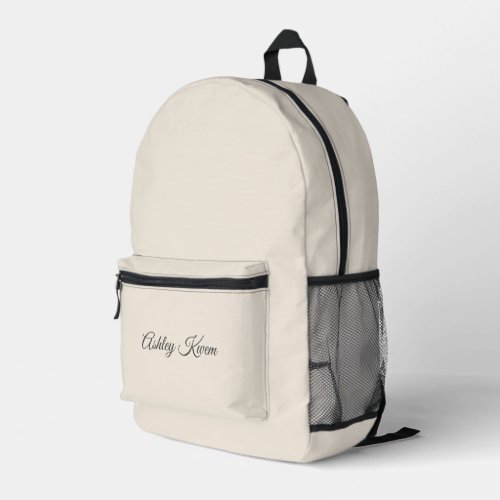 Simple monogram neutral ivory printed backpack