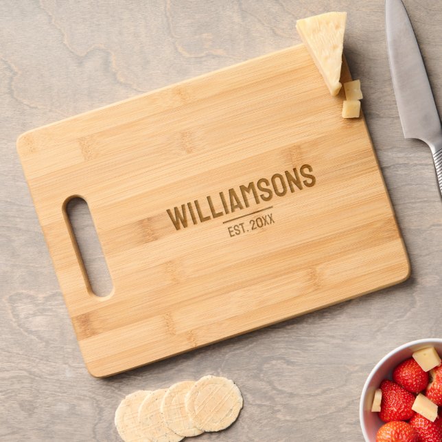 Simple Monogram Newlywed Engraved Cutting Board (Cheese)