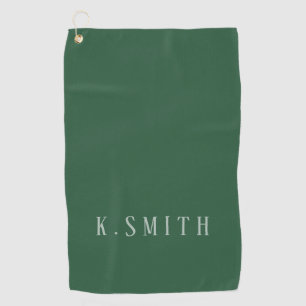 Simple Monogram on Green Golf Towel