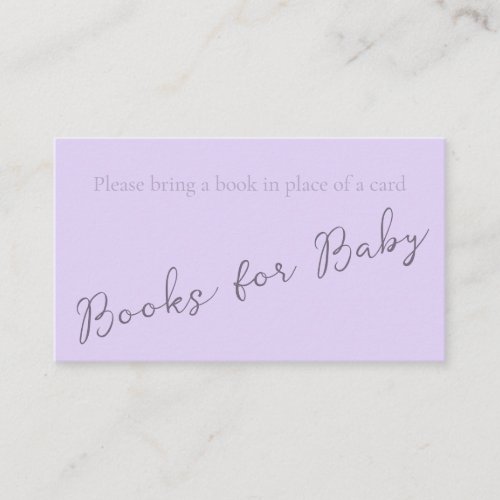 Simple Monogram Pale Lavender Book for Baby Shower Business Card