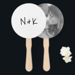 Simple Monogram Photo Modern Wedding Hand Fan<br><div class="desc">Modern wedding hand fan featuring a simple design with your monogram in a casual black handwriting font over a white background. The backside has your favorite photo. A basic and plain design that is great for a minimalist couple. If you will be having an outdoor wedding, these hand fans are...</div>