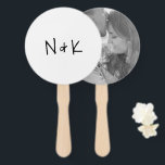 Simple Monogram Photo Modern Wedding Hand Fan<br><div class="desc">Modern wedding hand fan featuring a simple design with your monogram in a casual black handwriting font over a white background. The backside has your favorite photo. A basic and plain design that is great for a minimalist couple. If you will be having an outdoor wedding, these hand fans are...</div>