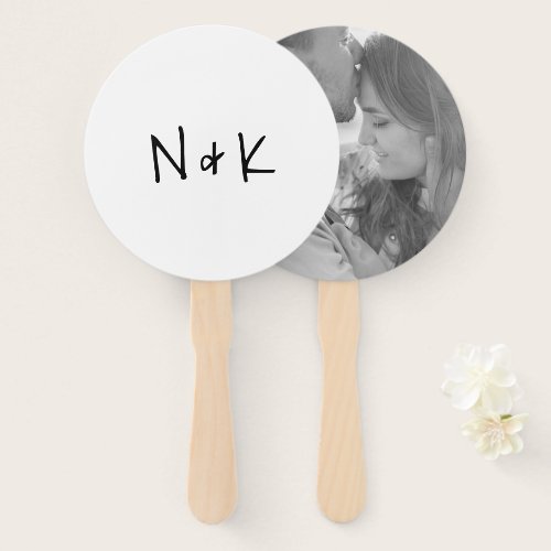 Simple Monogram Photo Modern Wedding Hand Fan