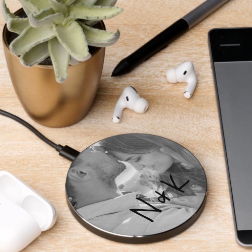 Simple Monogram Photo Modern Wireless Charger