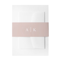 Simple monogram pink invitation belly band