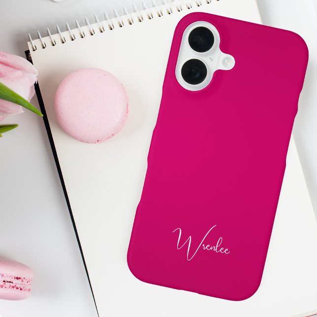 Simple Monogram Pink Modern Minimal  iPhone Case (Creator Uploaded)