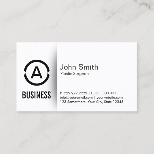 Simple Monogram Plastic Surgeon Business Card
