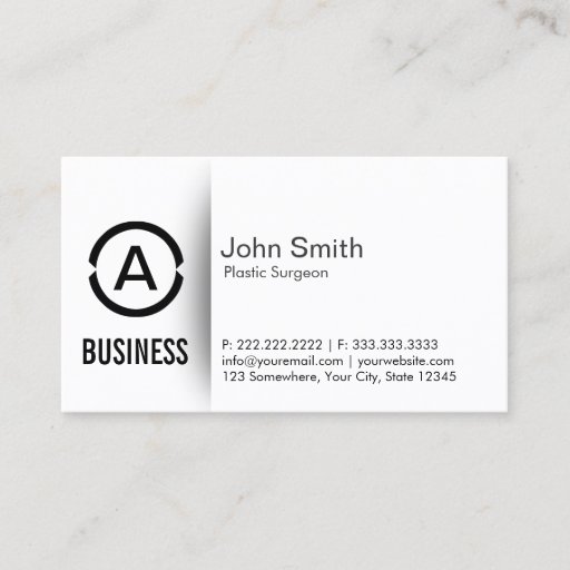 Customizable Simple Monogram Plastic Surgeon Business Card