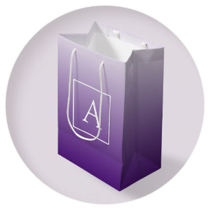 Simple Monogram Pretty Purple Gradient Ombre Medium Gift Bag