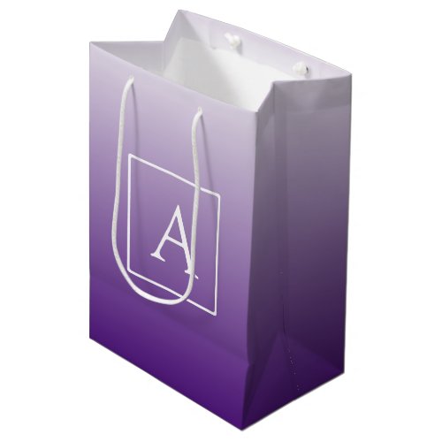 Simple Monogram  Pretty Purple Gradient Ombre Medium Gift Bag