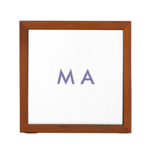 Simple monogram purple gray add your name modern p desk organizer