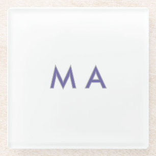 Simple monogram purple gray add your name modern p glass coaster