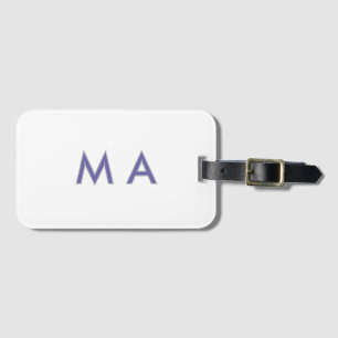 Simple monogram purple gray add your name modern p luggage tag