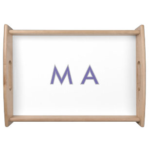 Simple monogram purple gray add your name modern p serving tray