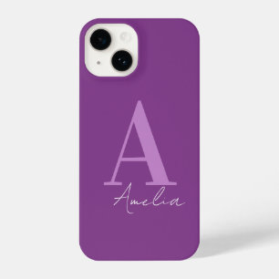 Simple Monogram Purple iPhone 14 Case