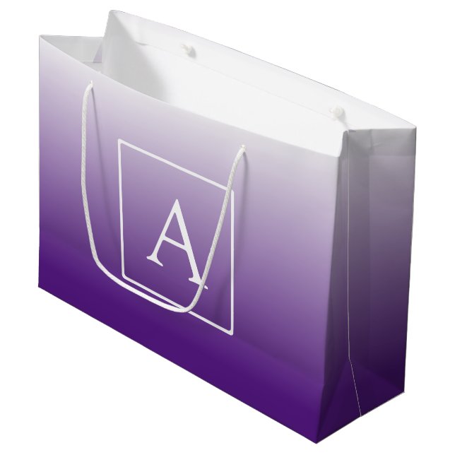 Simple Monogram | Purple Ombre Large Gift Bag (Front Angled)