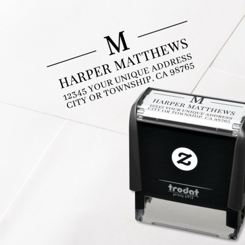Simple Monogram Return Address Self-inking Stamp