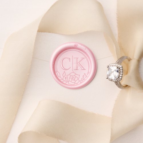 Simple Monogram Rose Wedding or Envelope Wax Seal Stamp