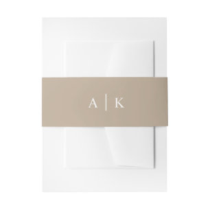 Simple Monogram Rustic Natural Brown Invitation Belly Band