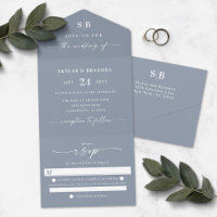 Simple Monogram & Script Dusty Blue Wedding