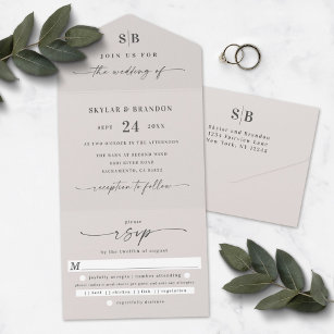 Beige Color Block Wedding Invitation Set – Julia Kay Design
