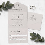 Simple Monogram &amp; Script Ivory Off-white Wedding  All In One Invitation at Zazzle