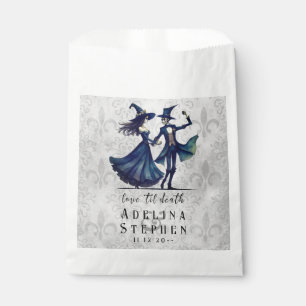 Simple Monogram Skeleton Halloween QR Code Wedding Favor Bag