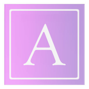 Simple Monogram Subtle Pink/Purple Ombre Acrylic Print