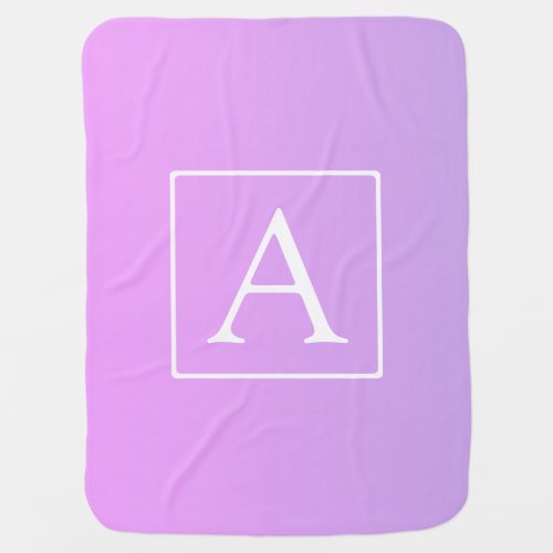 Simple Monogram  Subtle PinkPurple Ombre Baby Blanket