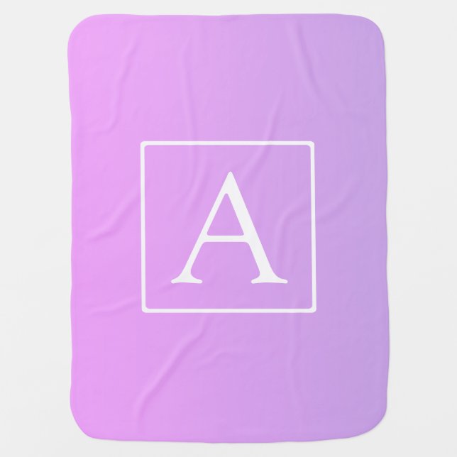 Simple Monogram | Subtle Pink/Purple Ombre Baby Blanket (Front)