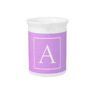 Simple Monogram Subtle Pink/Purple Ombre Beverage Pitcher