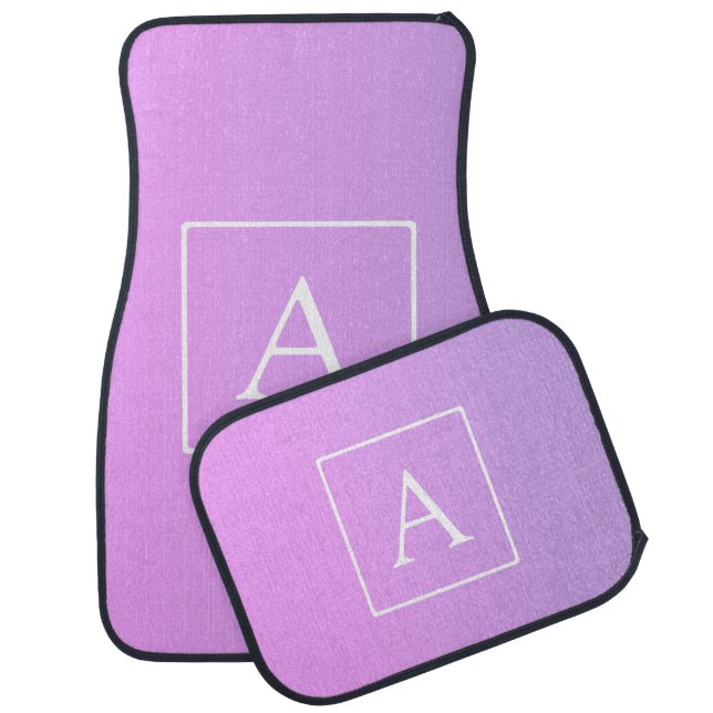 Simple Monogram | Subtle Pink/Purple Ombre Car Floor Mat (Set)