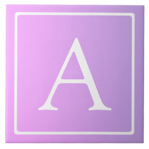 Simple Monogram Subtle Pink/Purple Ombre Ceramic Tile