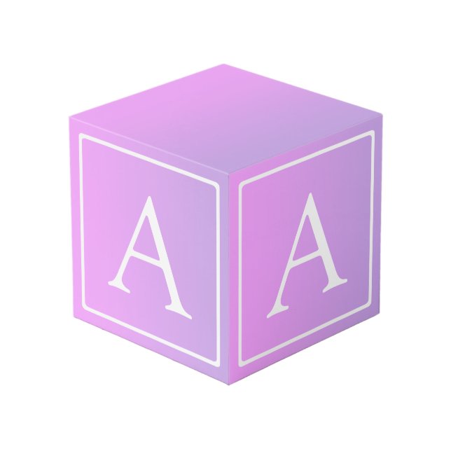 Simple Monogram | Subtle Pink/Purple Ombre Cube (Front Angled)
