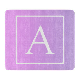 Simple Monogram Subtle Pink/Purple Ombre Cutting Board
