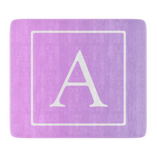 Simple Monogram  Subtle PinkPurple Ombre Cutting Board