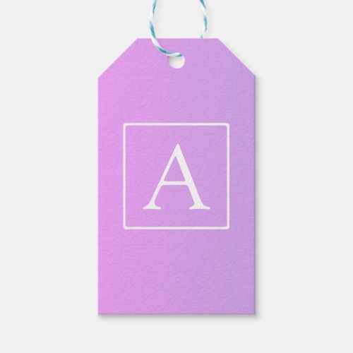 Simple Monogram  Subtle PinkPurple Ombre Gift Tags