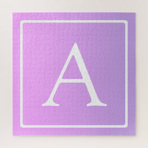 Simple Monogram Subtle Pink/Purple Ombre Jigsaw Puzzle