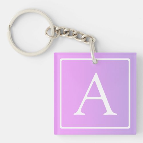 Simple Monogram  Subtle PinkPurple Ombre Keychain