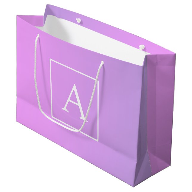 Simple Monogram | Subtle Pink/Purple Ombre Large Gift Bag (Front Angled)