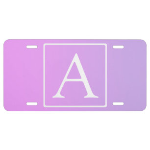 Simple Monogram Subtle Pink/Purple Ombre License Plate
