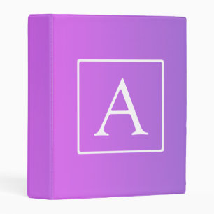 Simple Monogram Subtle Pink/Purple Ombre Mini Binder