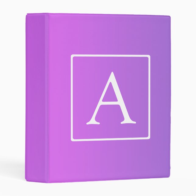 Simple Monogram | Subtle Pink/Purple Ombre Mini Binder (Front/Spine)
