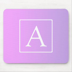 Simple Monogram Subtle Pink/Purple Ombre Mouse Pad