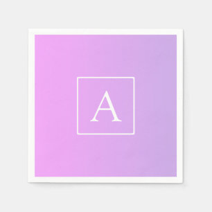 Simple Monogram Subtle Pink/Purple Ombre Napkins