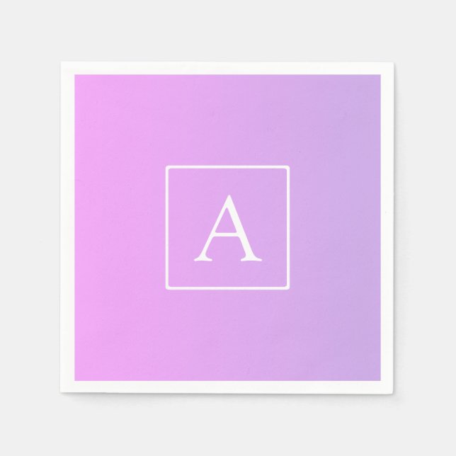 Simple Monogram | Subtle Pink/Purple Ombre Napkins (Front)