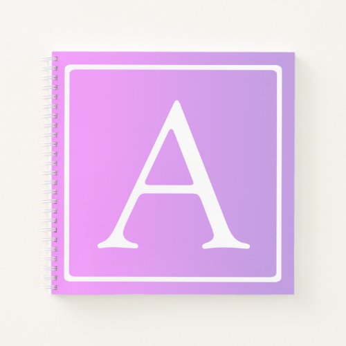 Simple Monogram  Subtle PinkPurple Ombre Notebook